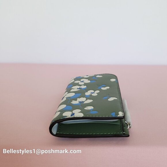 KATE SPADE Devin Painterly Bouquet SMALL Bifold Leather Wallet- Cedar Stand 🎈⭐ - Picture 10 of 16